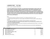LABORATORY - TESTING for the Time Period : 10/01/16 and 09/30/2017
