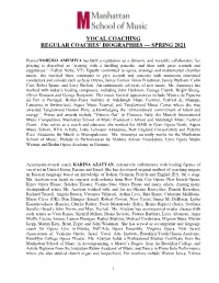 Regular Vocal Coaches Bios Spring 2021