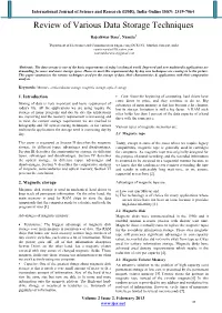 Review of Various Data Storage Techniques