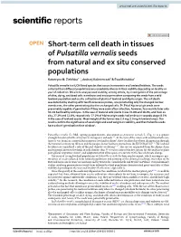 Short-Term Cell Death in Tissues of Pulsatilla Vernalis Seeds From