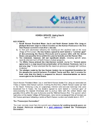 KOREA UPDATE: Going South April 27, 2018