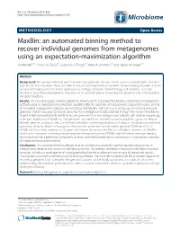 Maxbin: an Automated Binning Method to Recover Individual