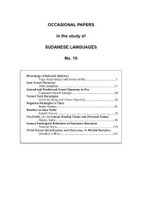 Occasional Papers in the Study of Sudanese Languages No