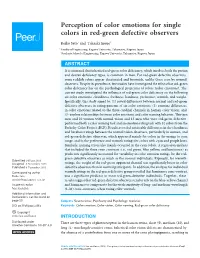 Perception of Color Emotions for Single Colors in Red-Green Defective Observers