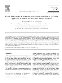 Recent Achievements in Archaeomagnetic Dating in the Iberian Peninsula: Application to Roman and Mediaeval Spanish Structures
