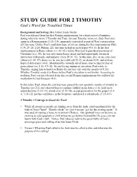 STUDY GUIDE for 2 TIMOTHY God’S Word for Troubled Times