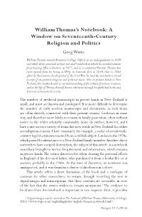 William Thomas's Notebook: a Window on Seventeenth-Century