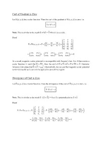 Curl of Gradient Is Zero Divergence of Curl Is Zero