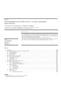 Heat Exchanger/Reactors (HEX Reactors): Concepts, Technologies: State-Of-The-Art