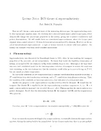 Lecture Notes: BCS Theory of Superconductivity