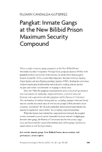 Pangkat: Inmate Gangs at the New Bilibid Prison Maximum Security Compound