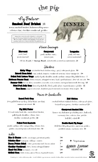 The Pig Dinner Menu