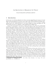 An Introduction to Elementary Set Theory