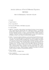Analytic Solutions of Partial Differential Equations