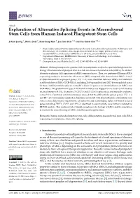 Exploration of Alternative Splicing Events in Mesenchymal Stem Cells from Human Induced Pluripotent Stem Cells