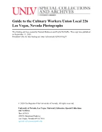 Guide to the Culinary Workers Union Local 226 Las Vegas, Nevada Photographs