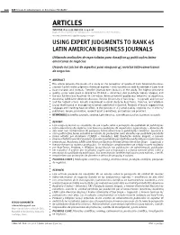 Using Expert Judgments to Rank 45 Latin American Business Journals