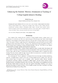 Enhancing the Students' Rhetoric Attainments in Teaching of College