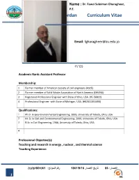 Zarqa University- Jordan Curriculum Vitae