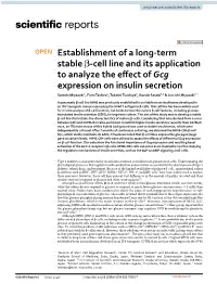 Establishment of a Long-Term Stable Β-Cell Line and Its