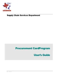 Procurement Cardprogram User's Guide