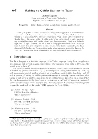 Raising to Quirky Subject in Tatar∗ 1 Introduction