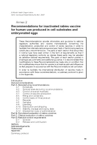 Recommendations for Inactivated Rabies Vaccine for Human Use Produced in Cell Substrates and Embryonated Eggs