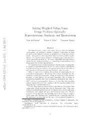 Solving Weighted Voting Game Design Problems Optimally: Representations, Synthesis, and Enumeration