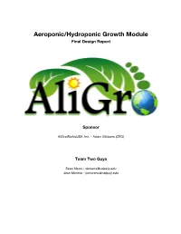 Aeroponic/Hydroponic Growth Module Final Design Report