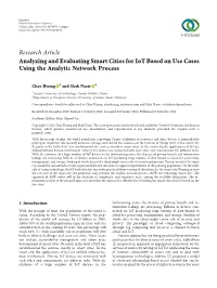 Analyzing and Evaluating Smart Cities for Iot Based on Use Cases Using the Analytic Network Process