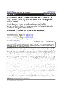 Assessment of Vitamin Compositions and Cholesterol Levels of Carp