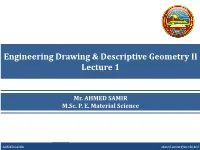 Engineering Drawing & Descriptive Geometry II Lecture 1