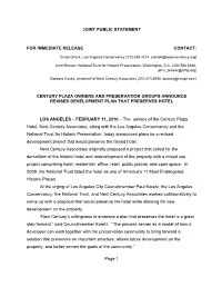Joint Public Statement for Immediate Release Contact