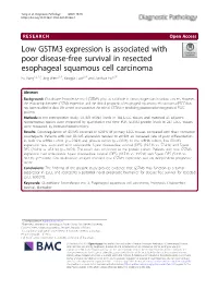Low GSTM3 Expression Is Associated with Poor Disease‐Free Survival In