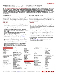Performance Drug List - Standard Control
