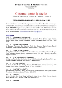 PROGRAMMA Di GIUGNO / LUGLIO - Ore 21.30