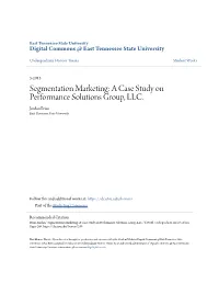 Segmentation Marketing: a Case Study on Performance Solutions Group, LLC