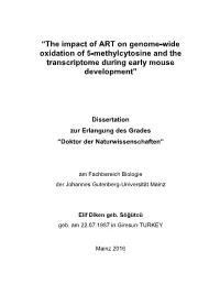 “The Impact of ART on Genome‐Wide Oxidation of 5‐Methylcytosine and the Transcriptome During Early Mouse Development”