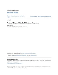 Persistent Bias on Wikipedia: Methods and Responses