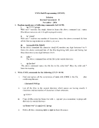 UNIX Shell Programming (15CS35) Solution Internal Assessment