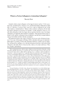 What Is a Perfect Syllogism in Aristotelian Syllogistic?