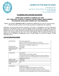 22Nd March 2021 for Applications Validated by the Council in the Last 7 Days