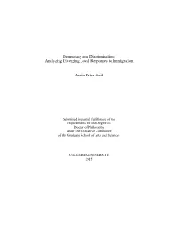 Analyzing Diverging Local Responses to Immigration