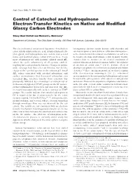 Control of Catechol and Hydroquinone Electron-Transfer Kinetics on Native and Modified Glassy Carbon Electrodes