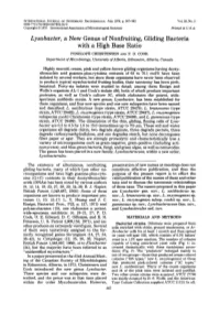 Lysobacter, a New Genus of Nonhiting, Gliding Bacteria with a High Base Ratio