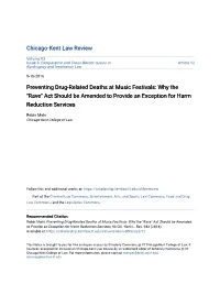 Preventing Drug-Related Deaths at Music Festivals: Why the "Rave" Act Should Be Amended to Provide an Exception for Harm Reduction Services