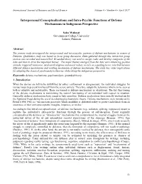 Interpersonal Conceptualizations and Intra-Psychic Functions of Defense Mechanisms in Indigenous Perspective