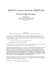 MQTT for Sensor Networks (MQTT-SN) Protocol Specification