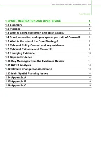 Sport, Recreation & Open Space Issues Paper