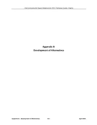 Appendix B Development of Alternatives